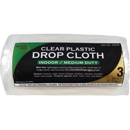 MERIT PRO Merit Pro 378 9 x 12 ft. 3 mil. Dynamic Clear Rolled Drop Cloth 652270003788